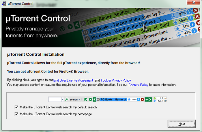 ÂµTorrent Control screen1