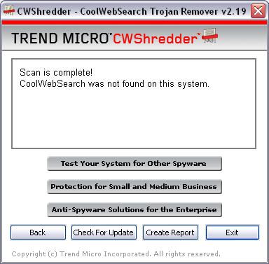 Trend Micro CWShredder screen 1
