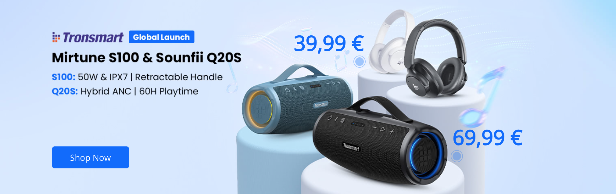 Tronsmart Mirtune S100 et Sounfii Q20S