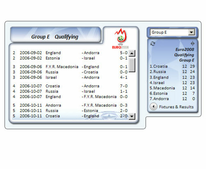 UEFA Informer Gadget screen 2