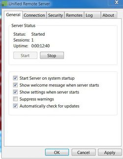 Unified Remote Server screen1