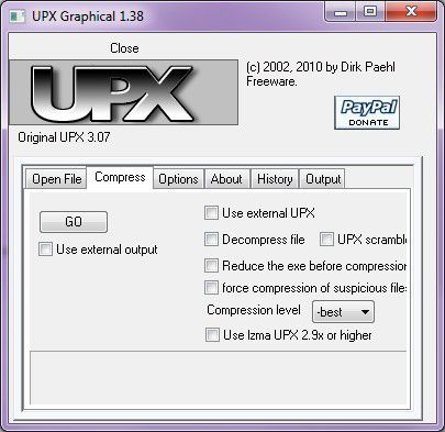 UPX Graphical screen2