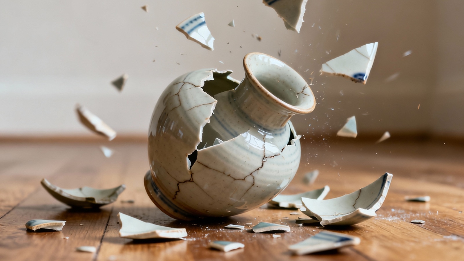 vase fragmentation morceaux illustration IA