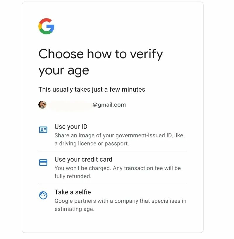 Verification age Google Play Store