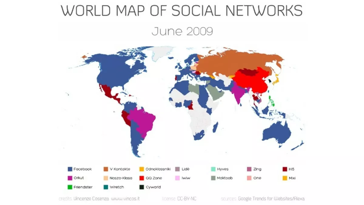 Cartographie mondiale des réseaux sociaux