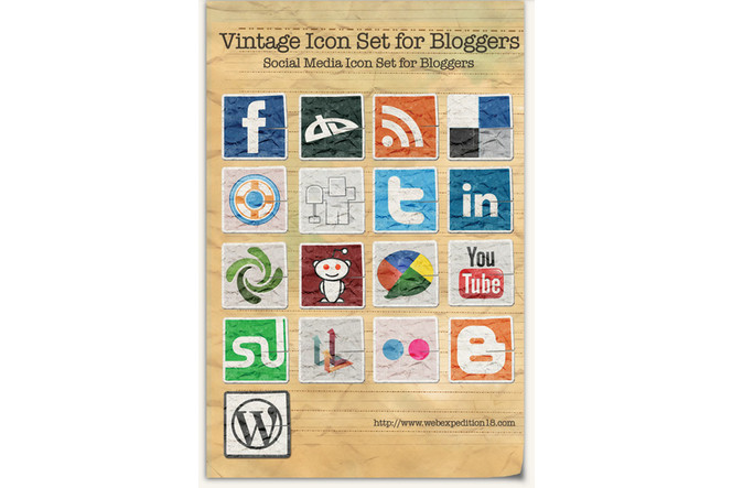 Vintage Icons Set For Bloggers