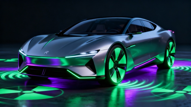 voiture electrique radiations illustration IA