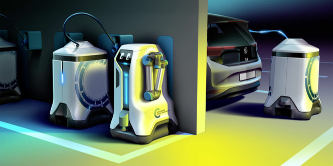 Volkswagen imagine un robot mobile pour charger les vÃ©hicules Ã©lectriques