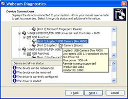 Webcam Diagnostics screen2