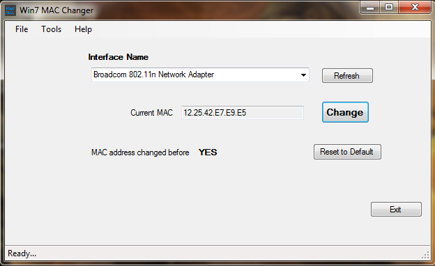 Win7 MAC Address Changer  screen2