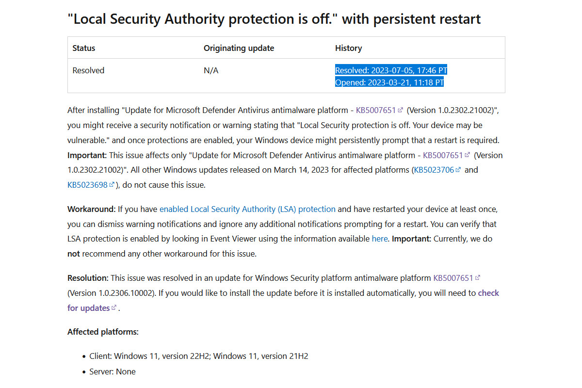 windows-11-bug-message-protection-lsa-defender