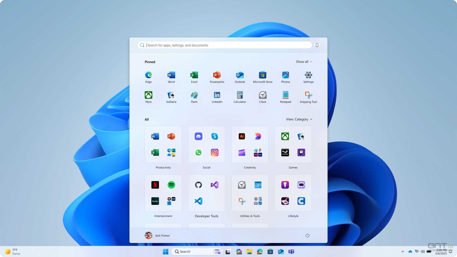 Windows 11 : le nouveau menu Démarrer est à l'essai