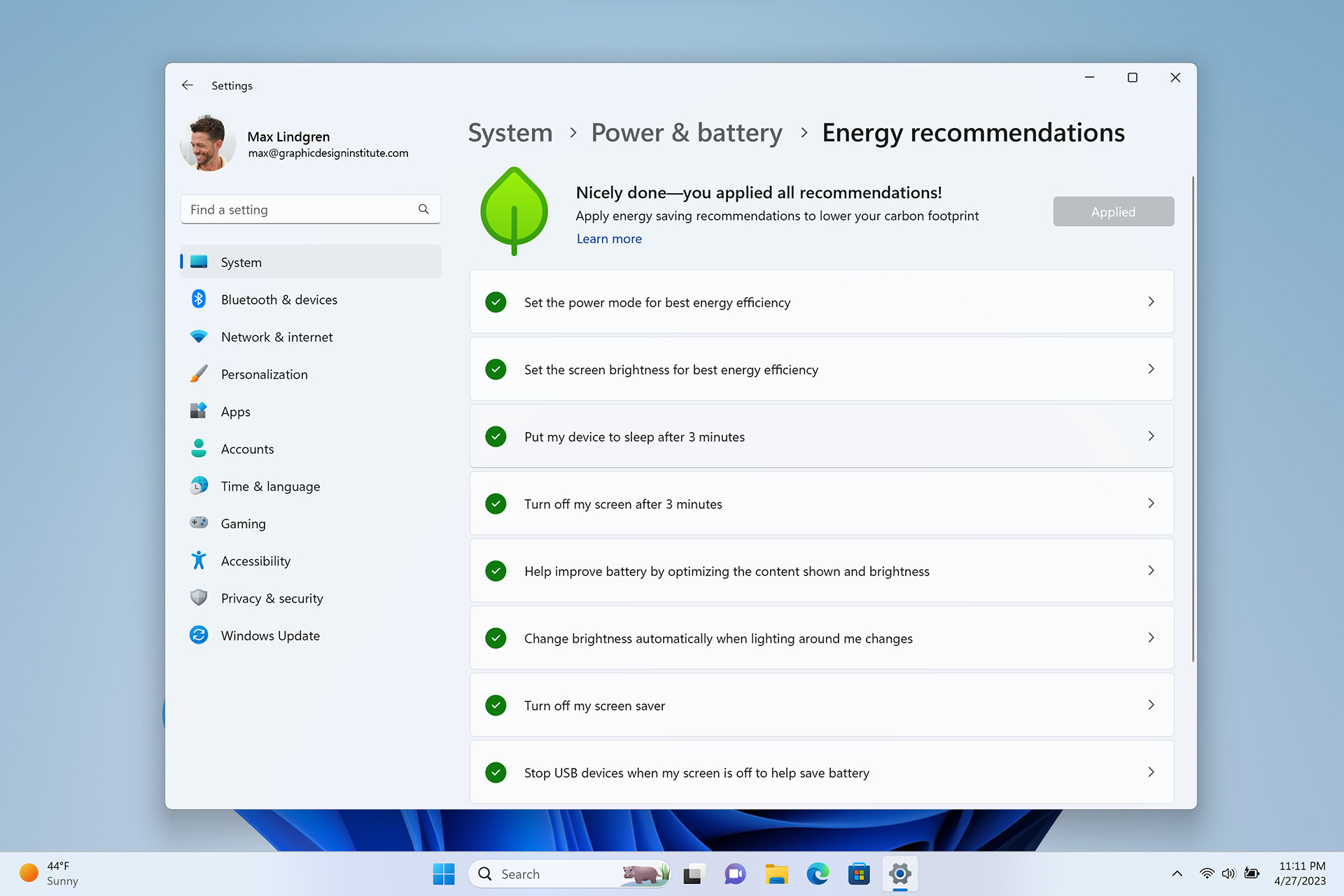 windows-11-recommandations-economie-energie