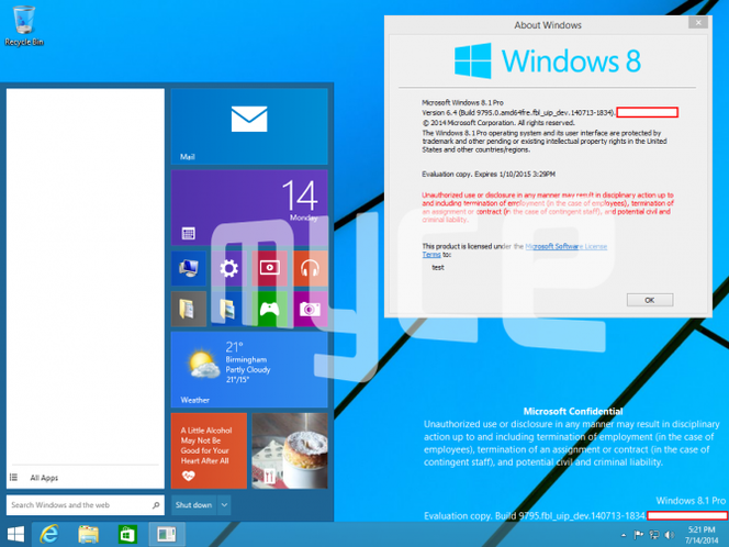 Windows 9 menu démarrer