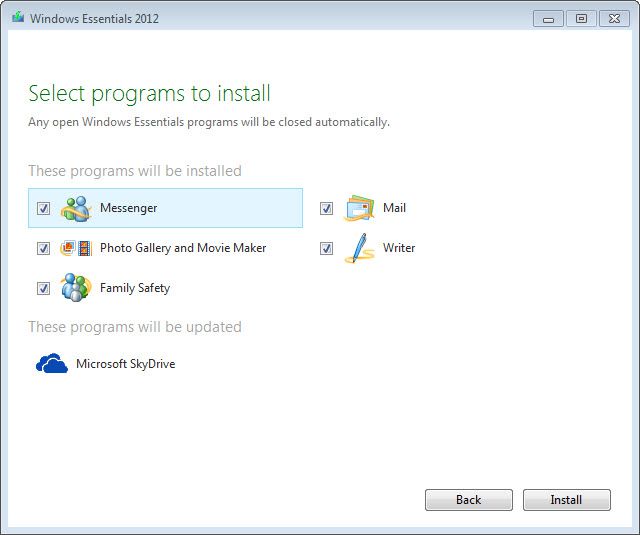 Windows Essentials 2012 screen1