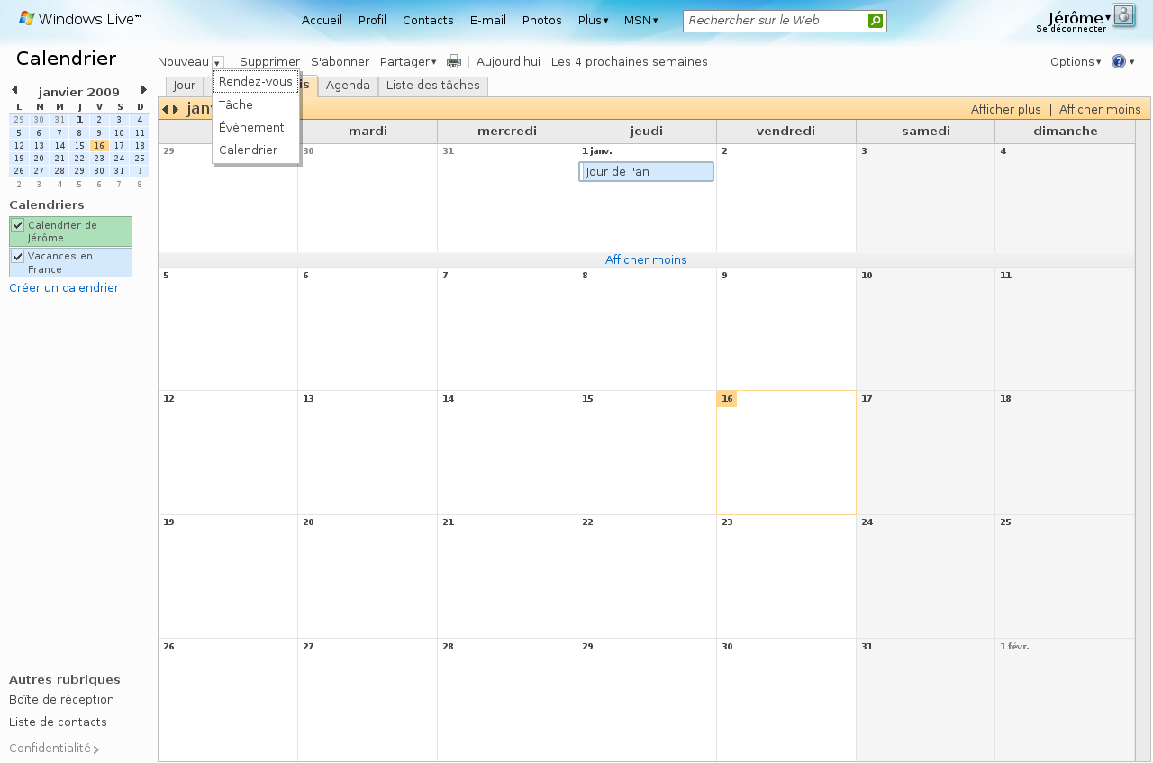 Windows Live Calendar en version finale