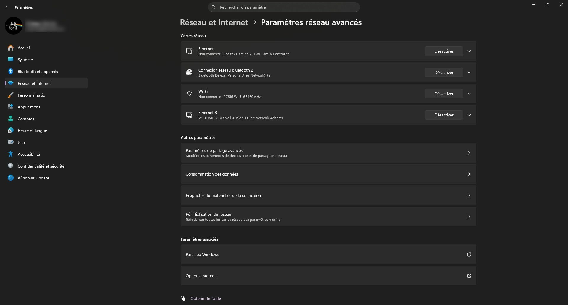 Windows theme sombre