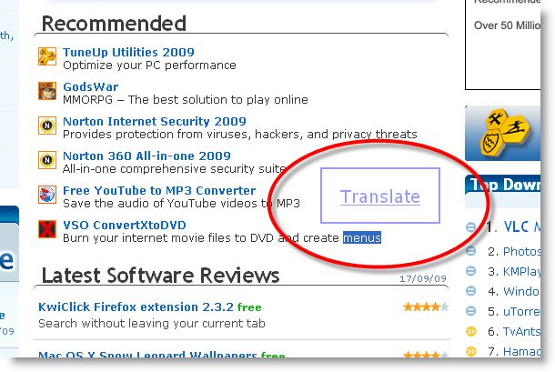 Wordreference Translator screen 1