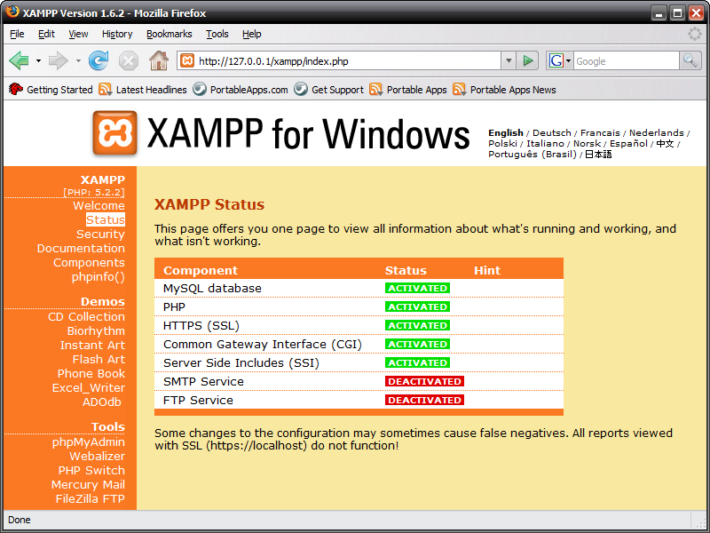 XAMPP screen1