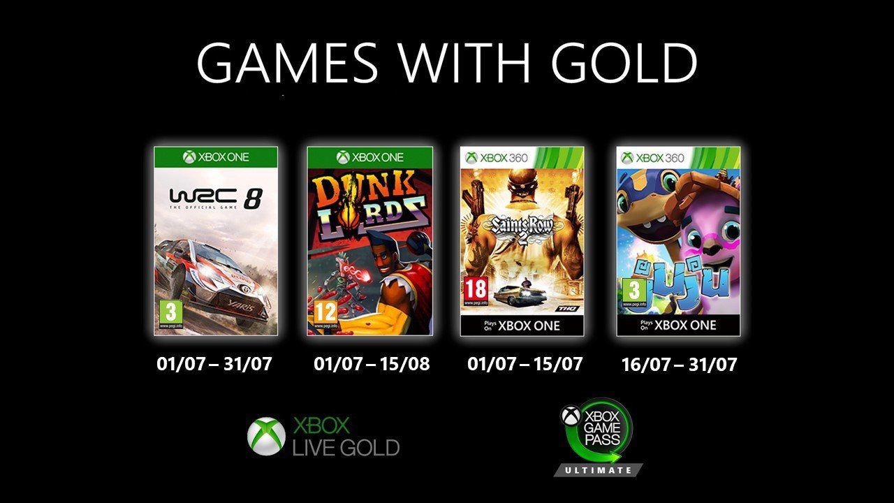 Xbox Live Games with Gold juillet 2020