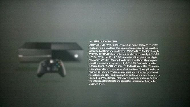 Xbox One promotion Xbox Live - 2