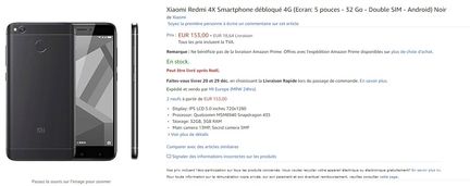 Xiaomi Redmi 4X Amazon france