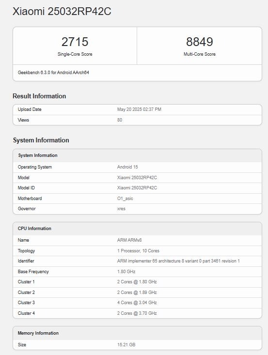 Xiaomi XRing benchmark