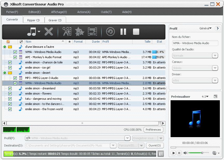 Xilisoft Audio Pro Converter screen