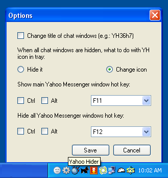 Yahoo Messenger Hider screen