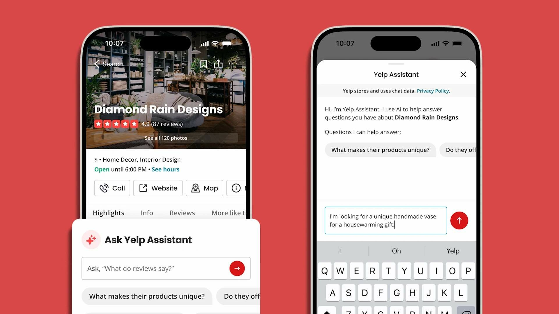 Yelp assistant IA