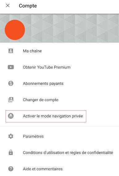 YouTube-Android-navigation-privee