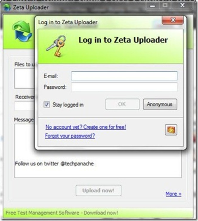 Zeta Uploader screen 1
